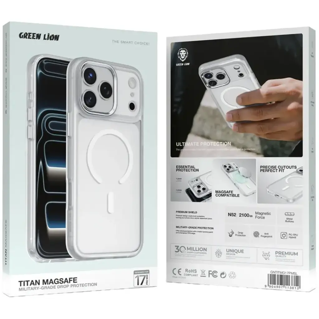 Green Lion Titan MagSafe Case iPhone 17 Pro Max Silver (3)