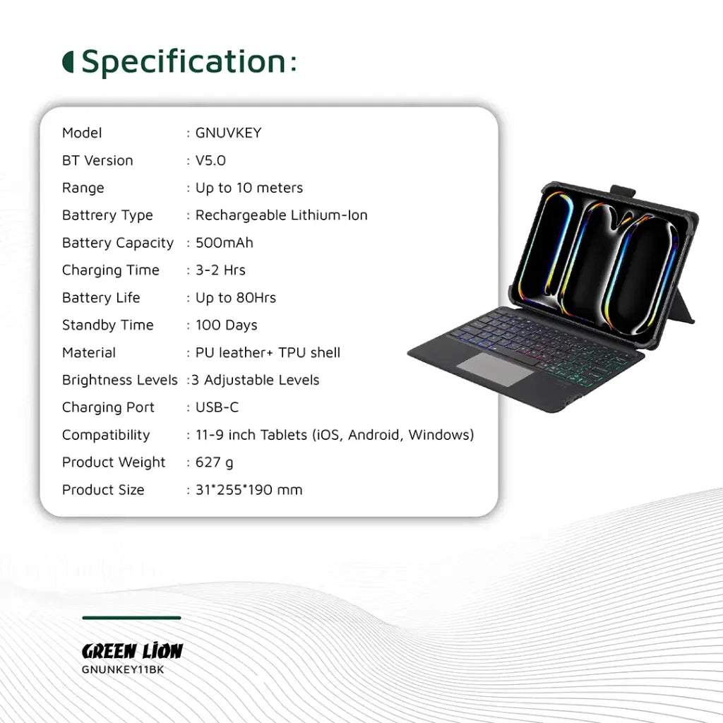 Green Lion Universal Smart Keyboard Case Black (7)