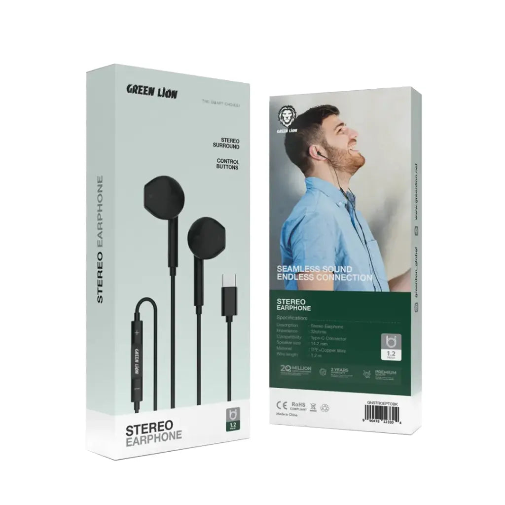Green Lion Wired Stereo Earphones - White
