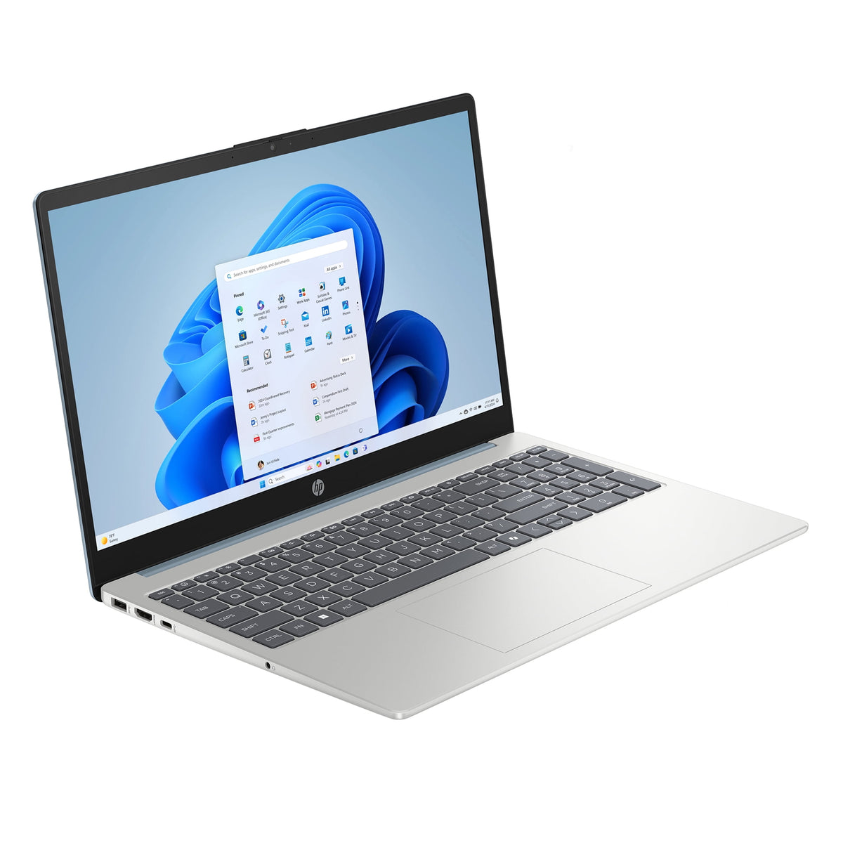 HP Laptop 15-fd0130wm Moonlight Blue right angle