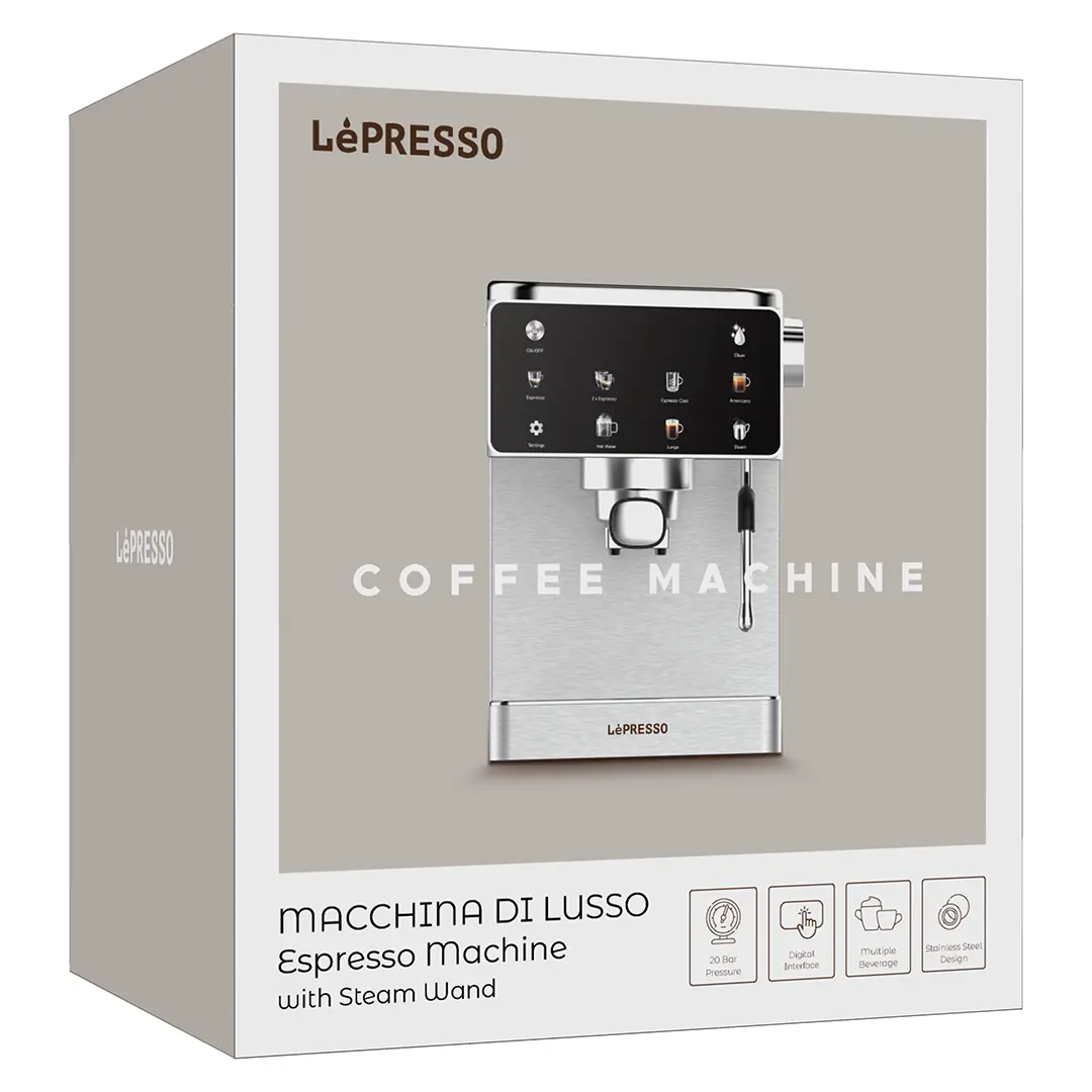 Lepresso Macchina di Lusso Espresso Machine with Steam Wand - Silver