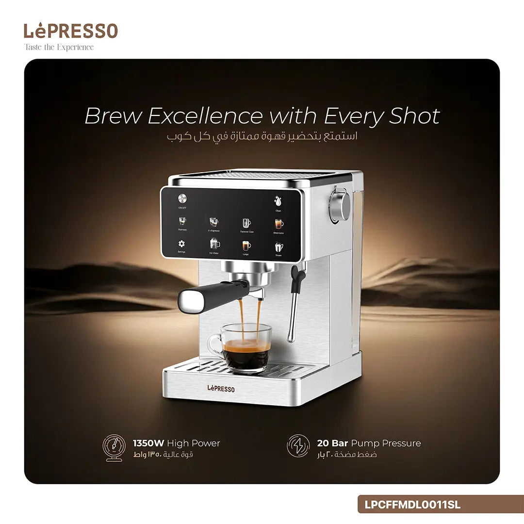 Lepresso Macchina di Lusso Espresso Machine with Steam Wand - Silver