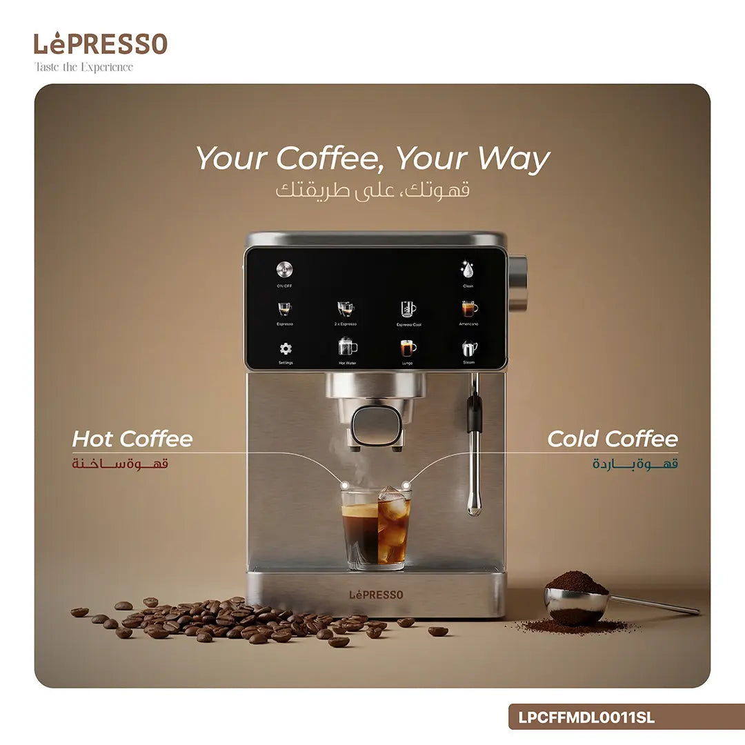 Lepresso Macchina di Lusso Espresso Machine with Steam Wand - Silver