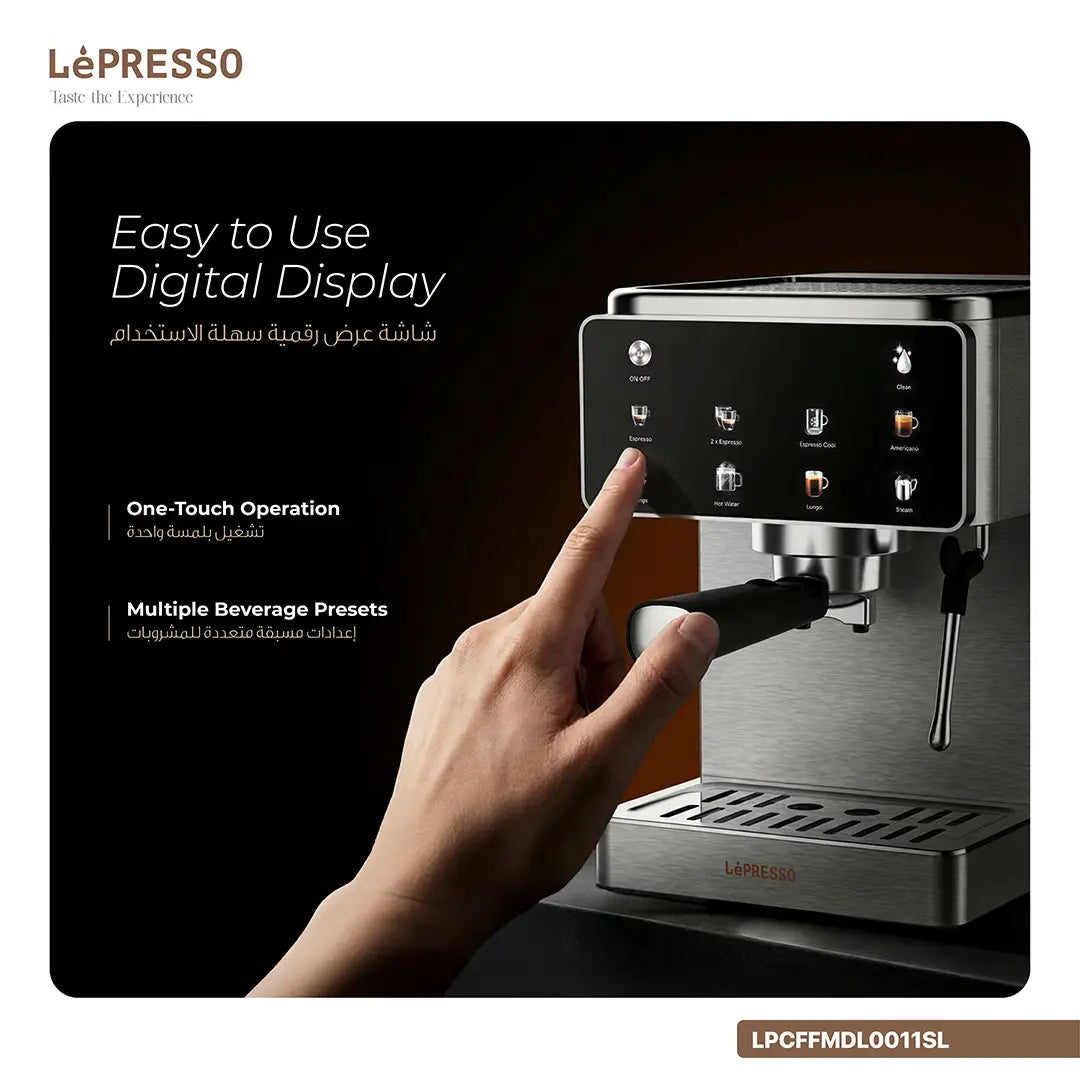 Lepresso Macchina di Lusso Espresso Machine with Steam Wand - Silver