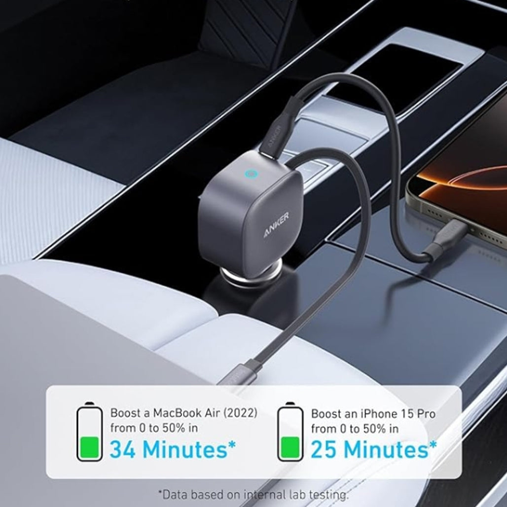 Anker Nano 75W car charger retractable cable lengths