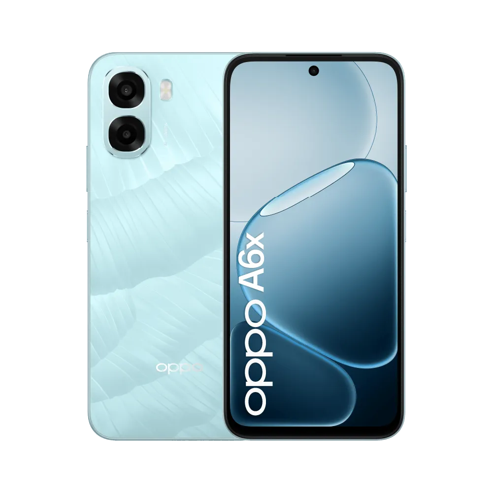 OPPO A6x - Icy Blue front and back