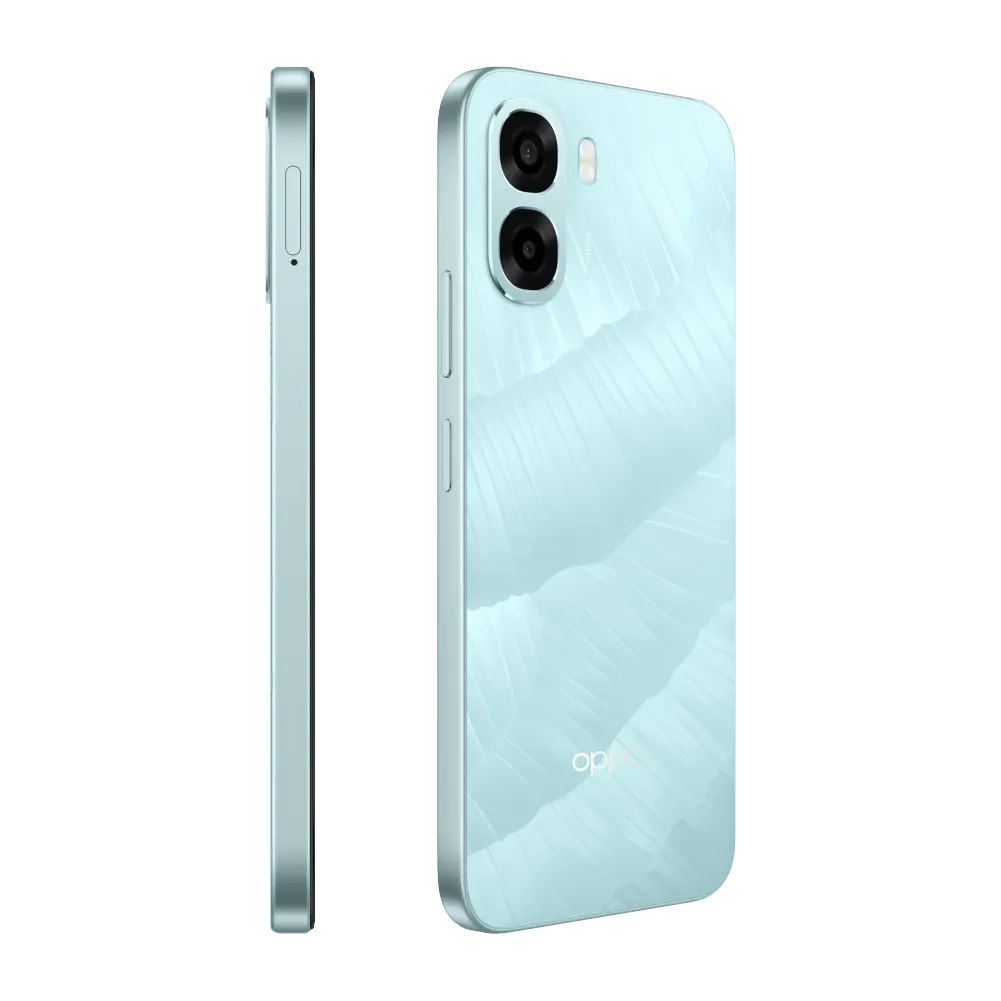 OPPO A6x - Icy Blue angled view