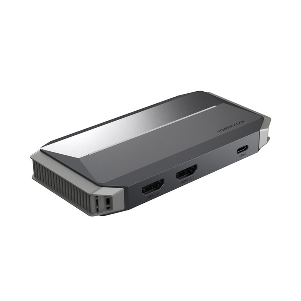 Powerology 4K capture card with HDMI 2.0 loop-out and 3.5mm audio ports