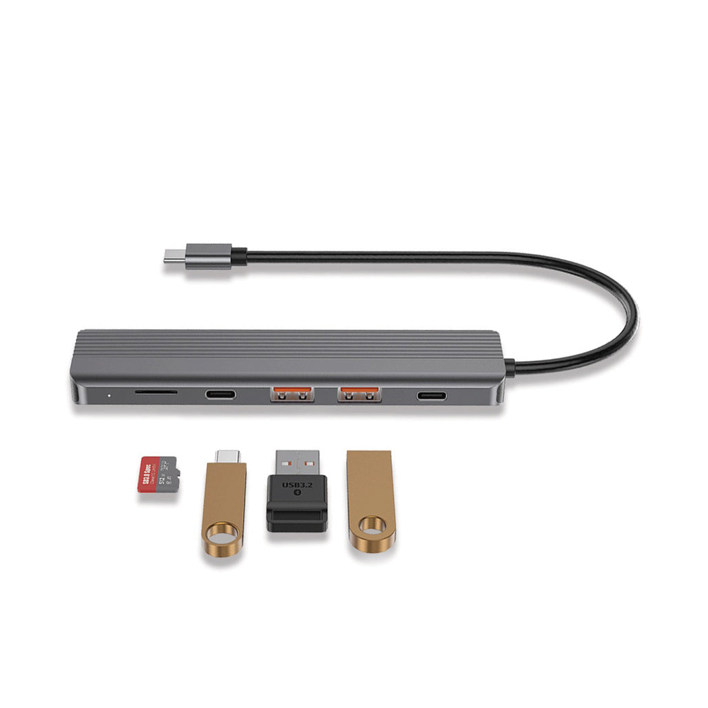 Powerology 6-in-1 slim USB-C hub with 4K HDMI and PD 100W
