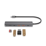 Powerology 6-in-1 slim USB-C hub with 4K HDMI and PD 100W