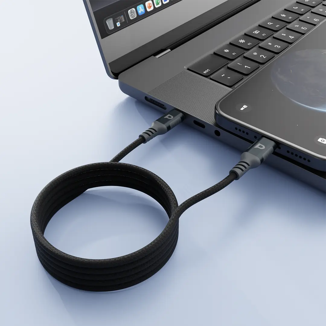 Powerology Malinka Weave magnetic USB-C to Lightning cable in gray