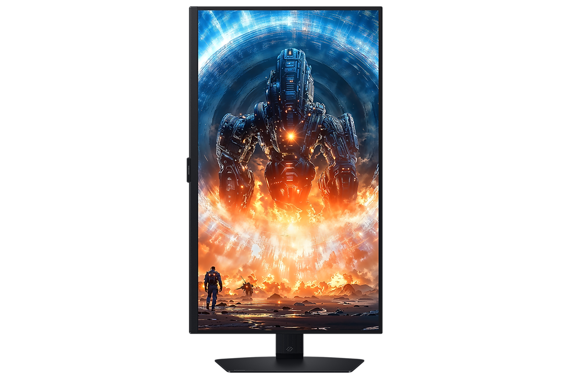 Samsung Odyssey G6 G60F gaming monitor pivoted into portrait