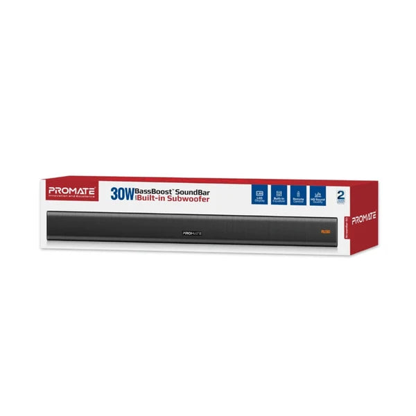 Promate StreamBar 30W BassBoost™ SoundBar with Subwoofer