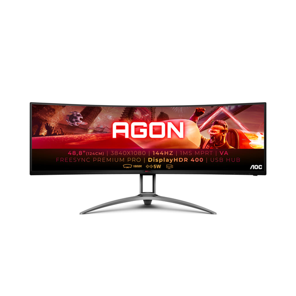 AOC Agon AG493QCX 49 inch curved gaming monitor angle view