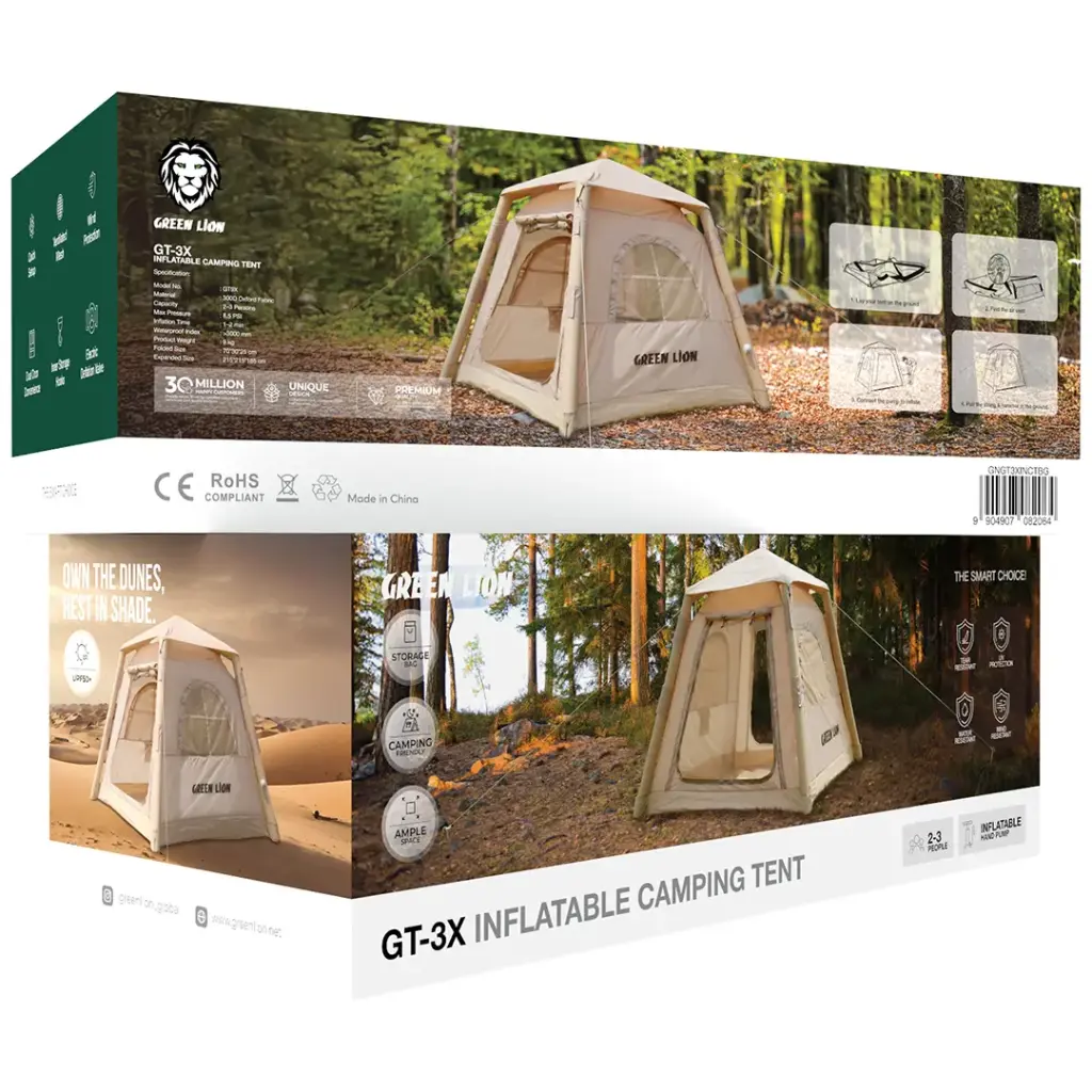 Green Lion GT-3X Inflatable Camping Tent - Beige