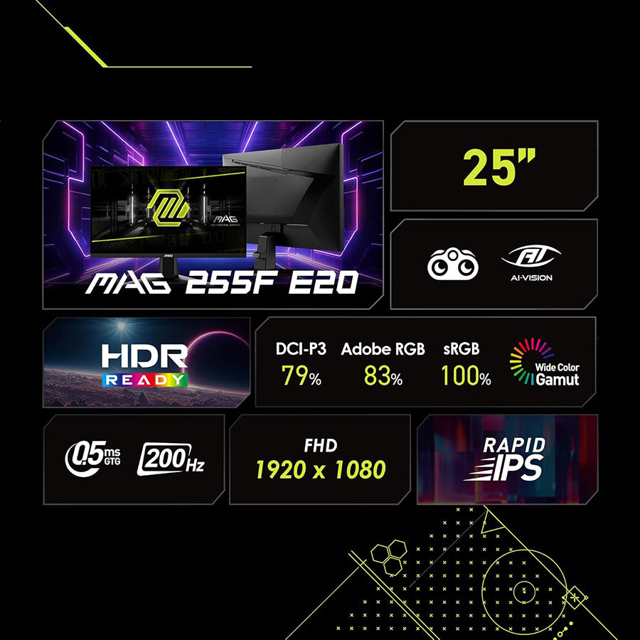 MSI MAG 255F E20 24.5 inch FHD Gaming Monitor - ports