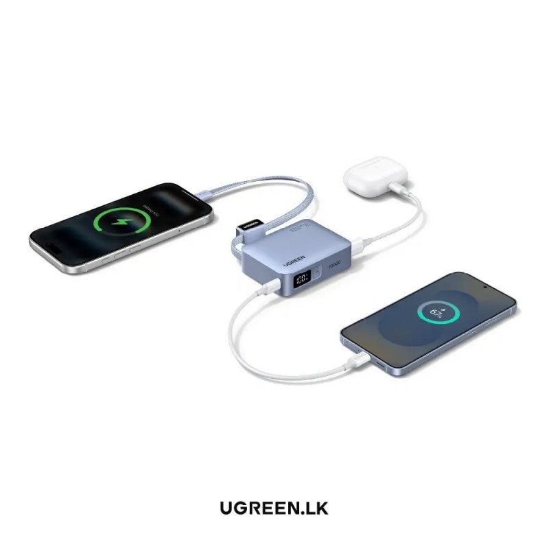 UGREEN 10000mAh 33W Ultra-Compact Power Bank with Built-In Cable