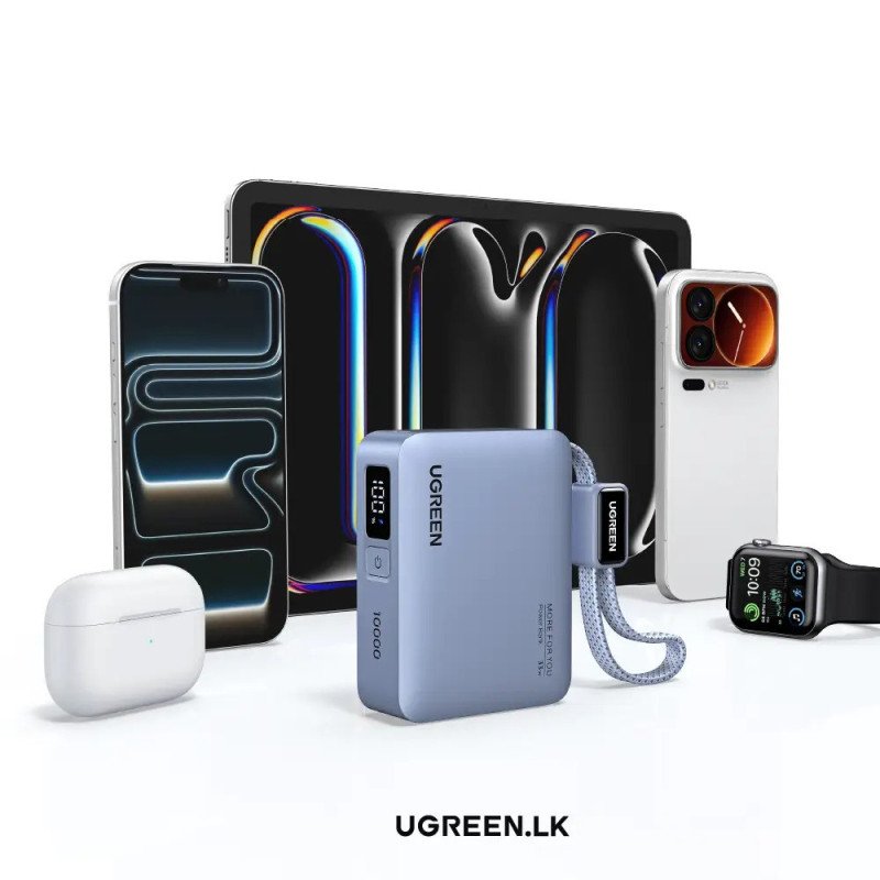 UGREEN 10000mAh 33W Ultra-Compact Power Bank with Built-In Cable
