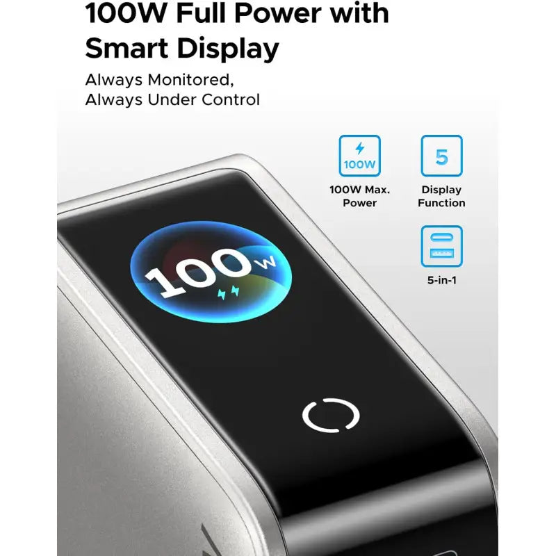 UGREEN 100W GaN USB-C Charger, 5-in-1 Ultra Fast Charging with Smart Digital Display & Intelligent Protection