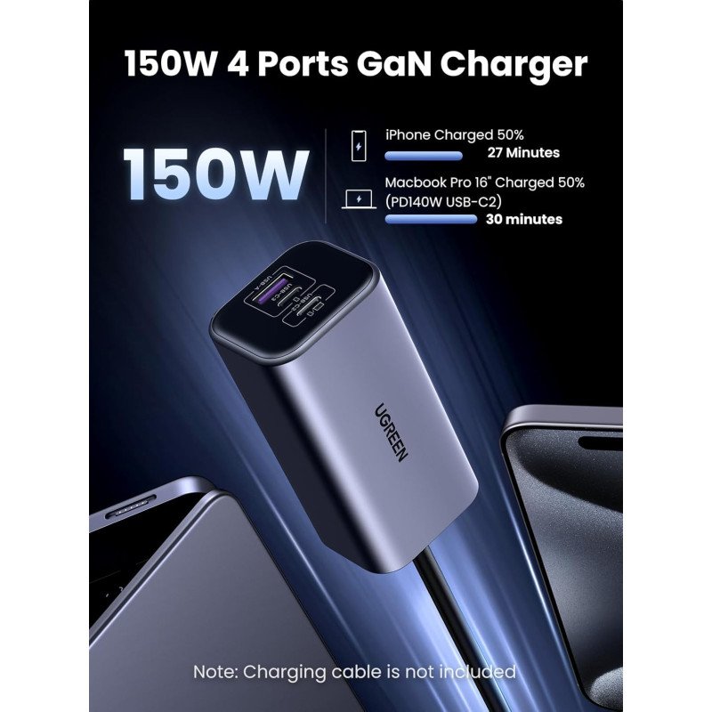 UGREEN 150W GaN Car Charger ports
