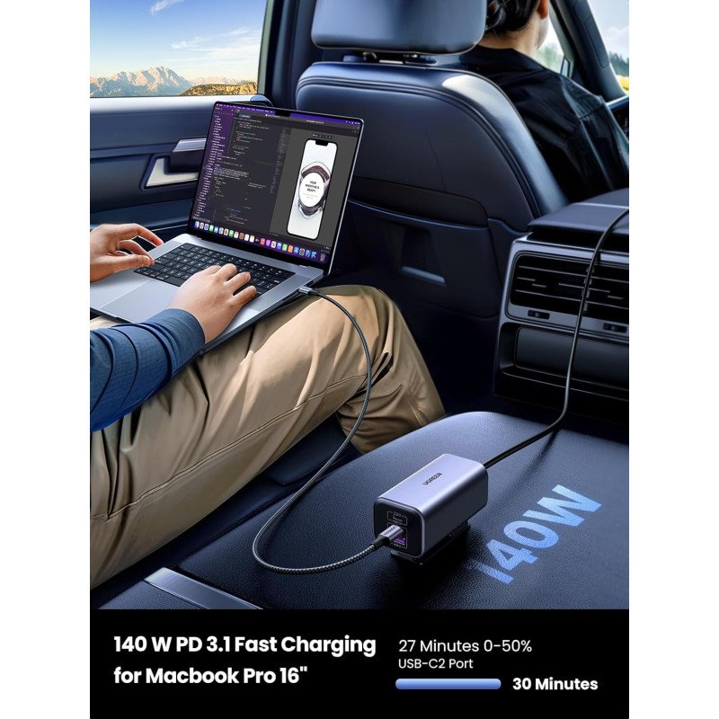 UGREEN 150W GaN Car Charger detail
