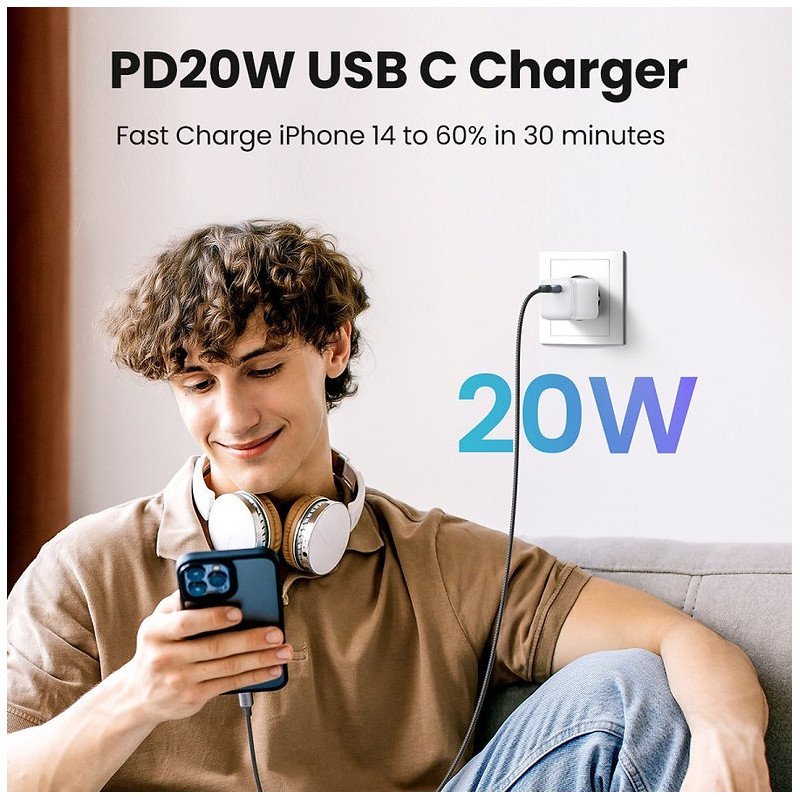 UGREEN 20W GaN Tech Chip Smart Fast Charger for Phones, Tablets &amp; iPads