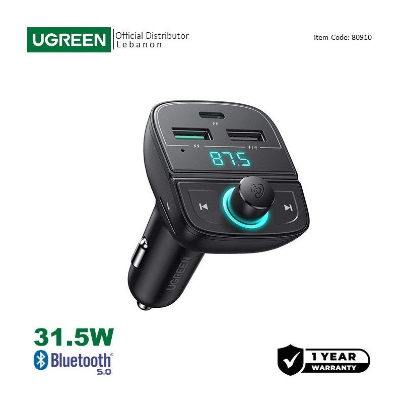UGREEN CD229 31.5W PD Car Charger with Bluetooth FM Transmitter