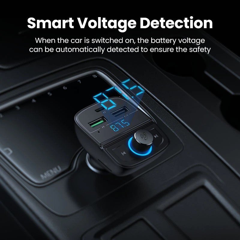 UGREEN 31.5W PD Fast Car Charger with Bluetooth FM Transmitter, USB & TF Card MP3 Player