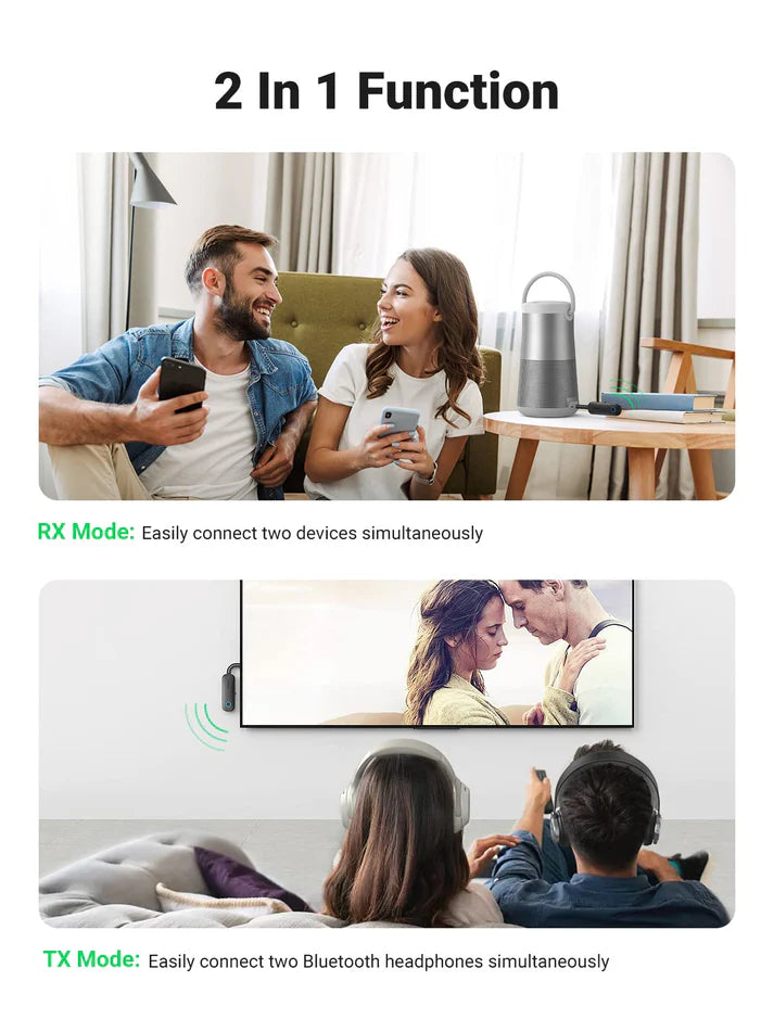 UGREEN 2 in 1 Bluetooth 5.0 Dual Mode Transmitter and Receiver, Dual Pairing, Built-in Battery