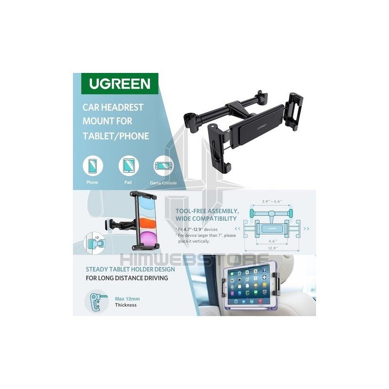 UGREEN LP160 mounted on headrest