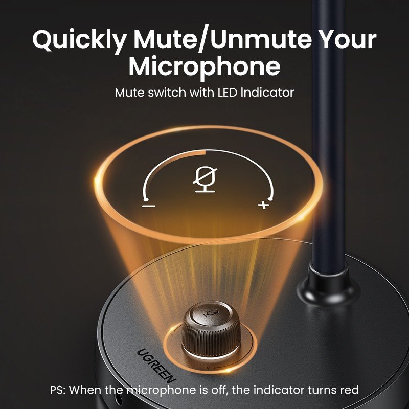 UGREEN Desktop USB Microphone for Online Learning, Meetings & Live Streaming