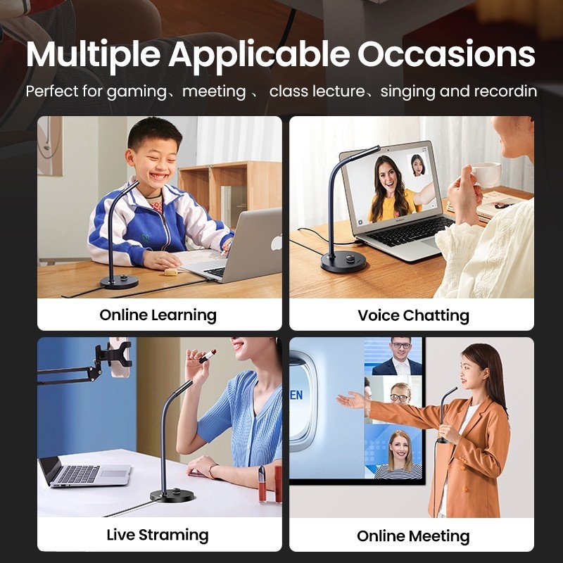 UGREEN Desktop USB Microphone for Online Learning, Meetings & Live Streaming