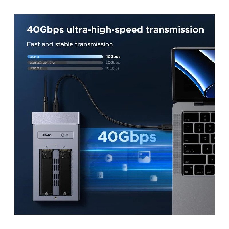 UGREEN CM847 Dual-Bay NVMe SSD Enclosure - angle view