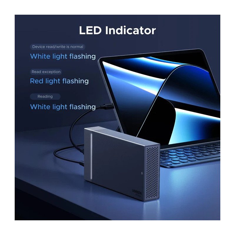UGREEN CM847 Dual-Bay NVMe SSD Enclosure - LED indicators