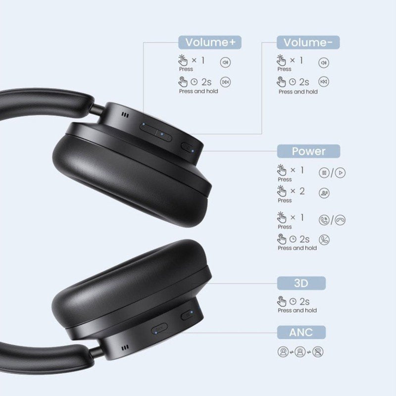 UGREEN HiTune Max3 Wireless Over-Ear Headphones, Active Noise Cancelling, 3D Spatial Audio, Up to 60 Hours Battery Life