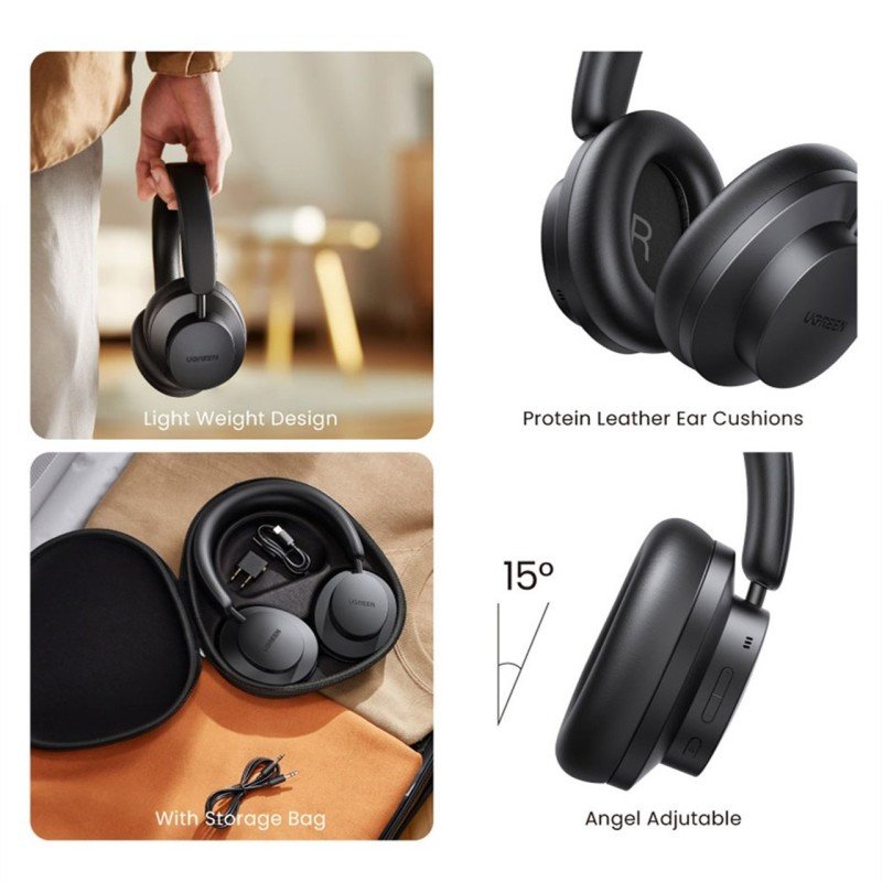 UGREEN HiTune Max3 Wireless Over-Ear Headphones, Active Noise Cancelling, 3D Spatial Audio, Up to 60 Hours Battery Life