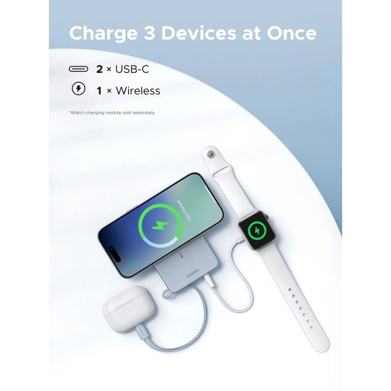 UGREEN MagFlow 10000mAh Magnetic Wireless Power Bank, Qi2 25W Certified, MagSafe Compatible