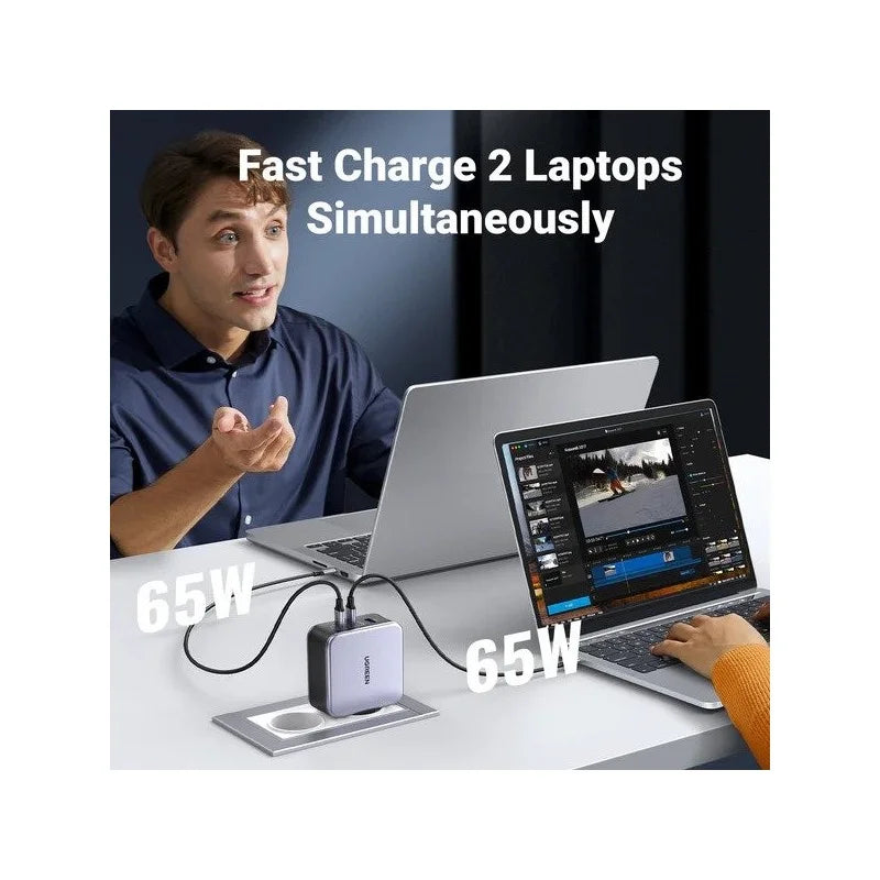 UGREEN NEXODE 140W GaN Tech Chip, 3 Ports Charger for Phones, Tablets, Ipads, Laptops & MacBooks