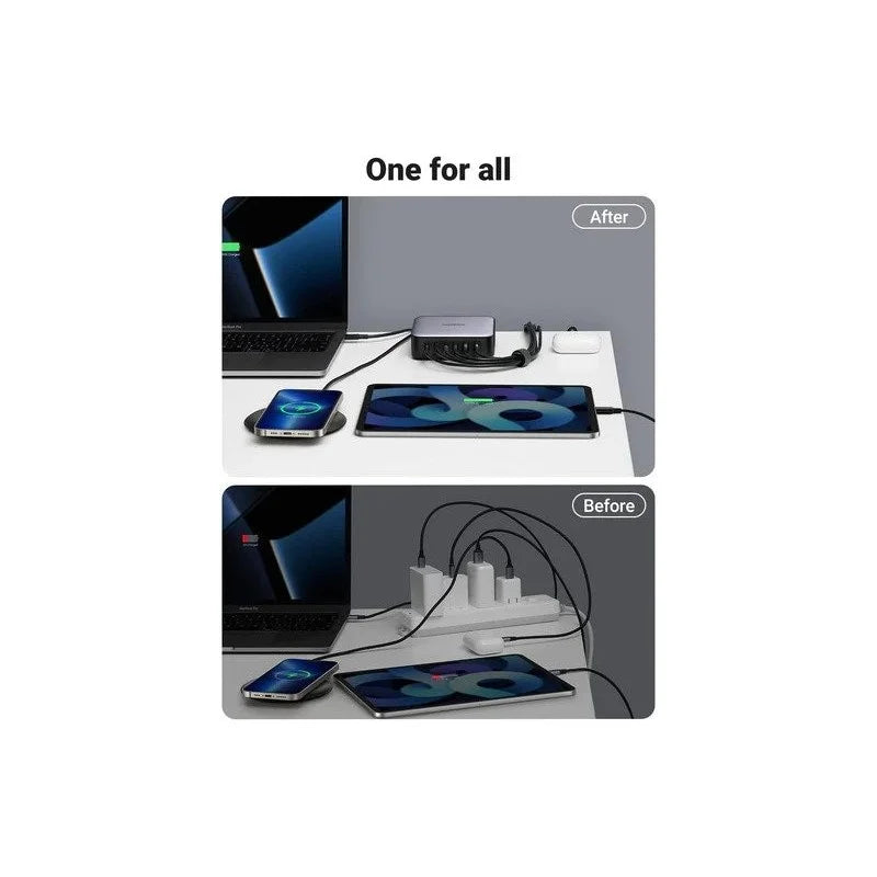 UGREEN NEXODE 200W GaNInfinity Chip, 6 Ports Charger for Phones, Tablets, Ipads, Laptops & MacBooks