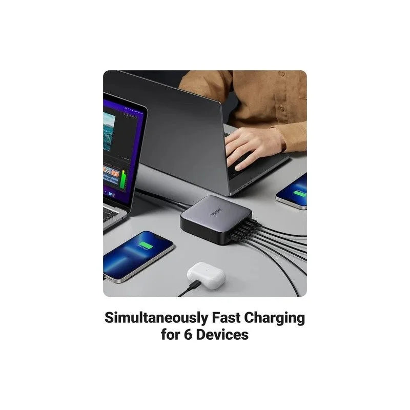 UGREEN NEXODE 200W GaNInfinity Chip, 6 Ports Charger for Phones, Tablets, Ipads, Laptops & MacBooks