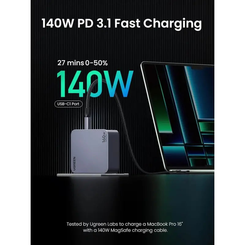 UGREEN NEXODE PRO 160W GaN Tech Chip, 4 Ports Charger for Phones, Tablets, Ipads, Laptops & MacBooks