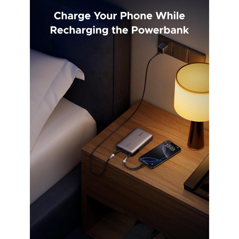 UGREEN Nexode 145W Power Bank, 3 Ports, 20000mAh, Built-In Cable, Fast Charging for Laptops, MacBooks, Smartphones &amp; Tablets