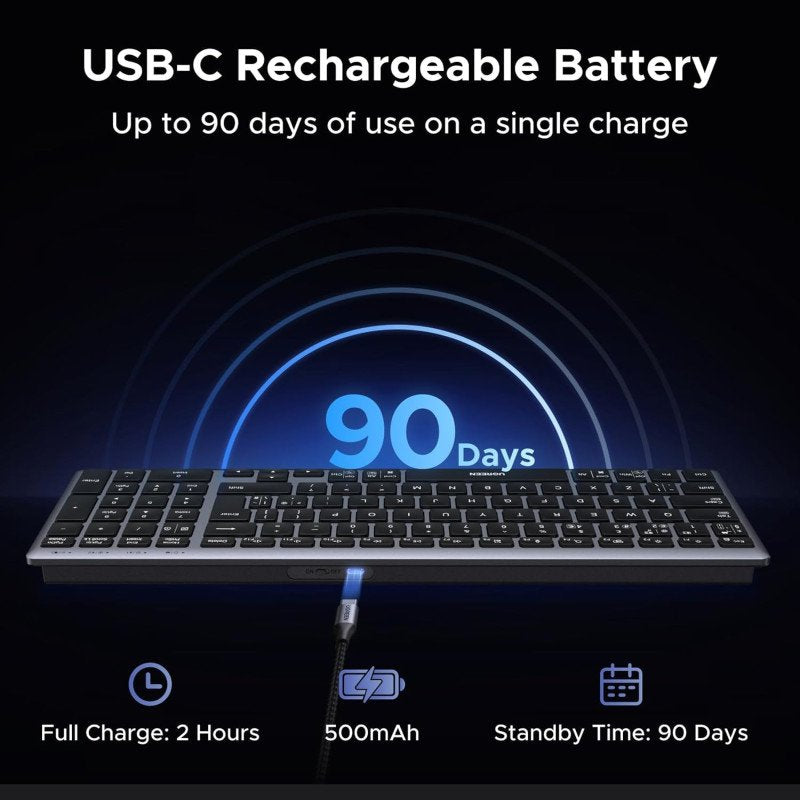 UGREEN Ultra-Slim Wireless Keyboard, Rechargeable, BT 5.4/2.4GHz Dual-Mode