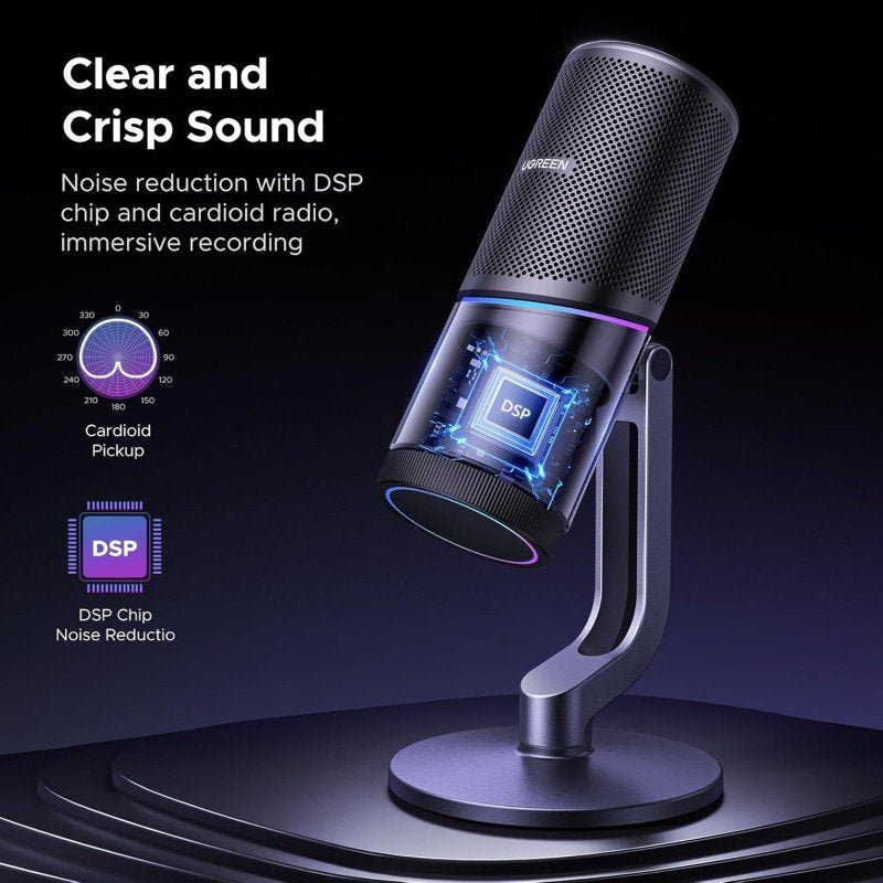 UGREEN USB Microphone with RGB Lights for Streaming, Gaming & Podcasting