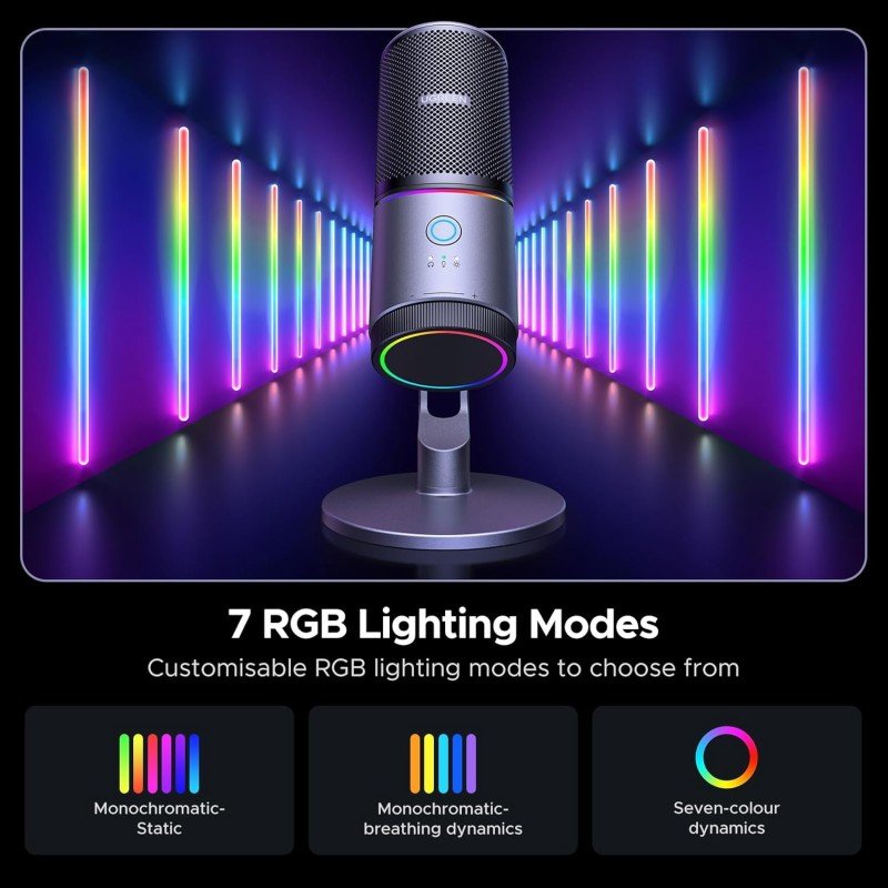 UGREEN USB Microphone with RGB Lights for Streaming, Gaming & Podcasting