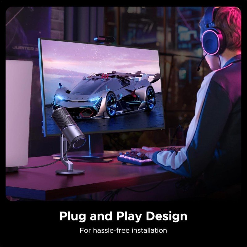 UGREEN USB Microphone with RGB Lights for Streaming, Gaming & Podcasting