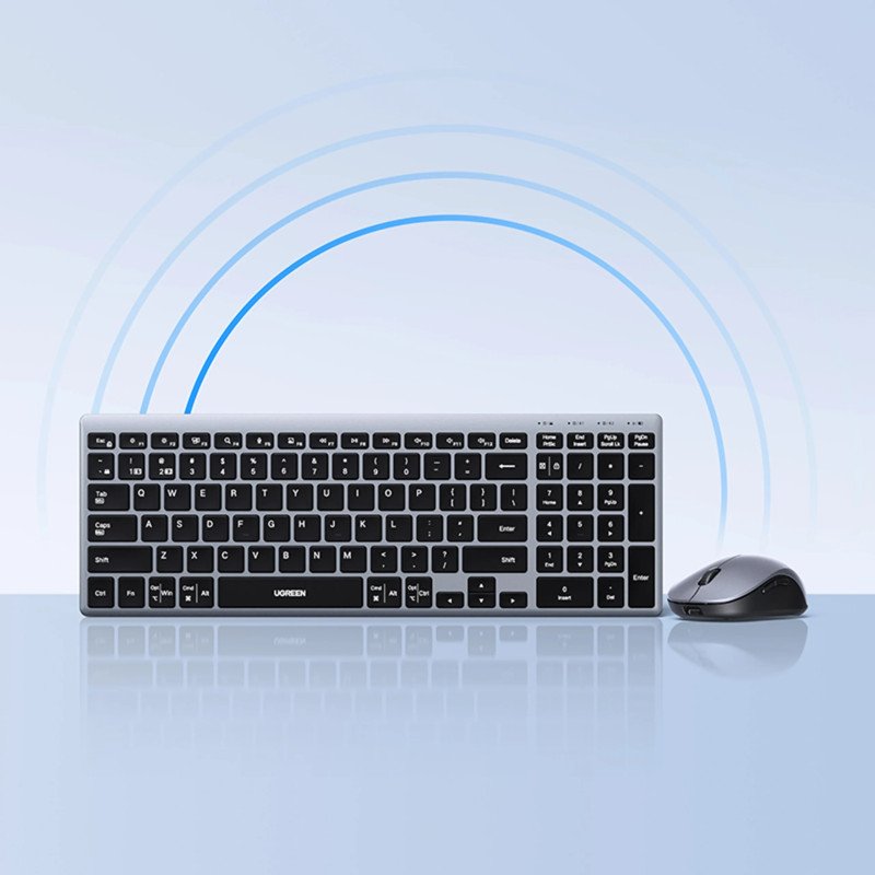 UGREEN Wireless Combo Keyboard & Mouse, Dual-Mode Bluetooth & 2.4GHz, Rechargeable